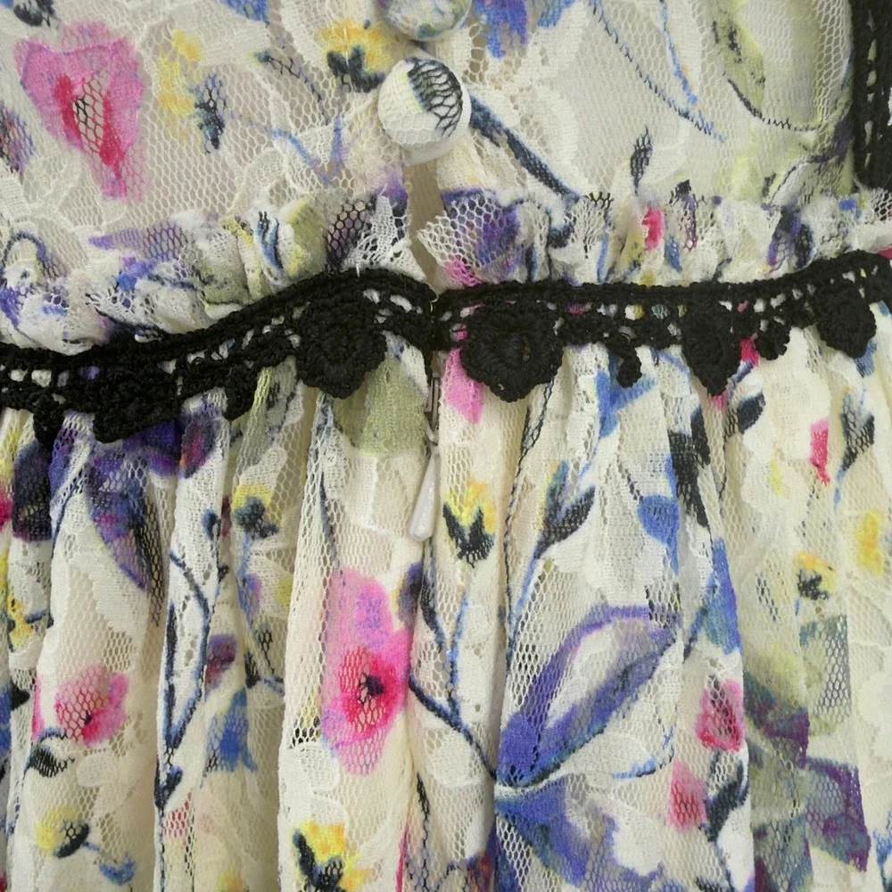 Free People Maxi Dress Spring Garden Lace Open Back Cream 4 Boho Cottagecore